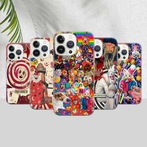 Custodia per telefono Ugly Clowncore, cover horror da circo inquietante per iPhone 16, 15, 14, 13, 12, 11, Samsung S24, S23, S22, Pixel 8 / Estetica grunge strana