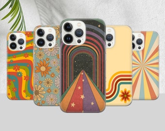 Retro strepen telefoonhoesje 70s stijl cover geschikt voor iPhone 15 Pro Max, 14, 12, Xs, 13, 11 Pro, Xr, Samsung S24, S10, S20, A14, Pixel 8 Pro, 7A