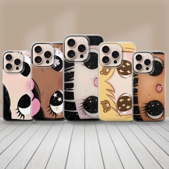 Big Eyes Anime Phone Case, Manga Star Girl Design for iPhone Samsung Pixel