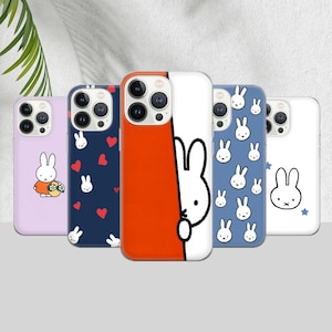 Étui pour portable Miffy, coque esthétique pour iPhone 16 15 14 13 12 11 Pro Max 8 Plus X, Samsung Galaxy S24 S23 S22 S20 Ultra, Pixel 8