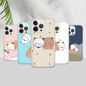 Custodia per telefono con orso panda Bubu e Dudu, cover estetica per iPhone 16 15 14 13 12 11 Pro Max 8 Plus X, Samsung Galaxy S24 S23 S22 Ultra, Pixel 8