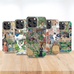 Funda para teléfono con collage de estética japonesa: adorable cubierta de tablero de estado de ánimo, arte de anime genial para iPhone 16, 15, 14, 13, 12 Pro Max y Samsung Galaxy S25 y S24 Ultra