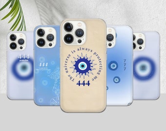 Custodia per telefono Greek Evil Eyes con numero di angelo Cover per iPhone 15 Pro Max, 14, 12, Xs, 13, 11 Pro, Xr, Samsung S24, S10, S20, A14, Pixel 7 Pro, 7A