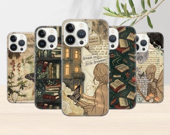 Book Lovers Phone Case, Vintage Literary Collage Design for iPhone & Samsung, Pixel