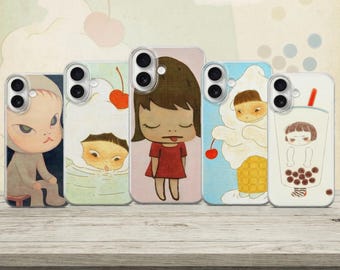Yoshitomo Nara-telefoonhoesje – moderne Japanse kunstcadeau voor iPhone Samsung Pixel