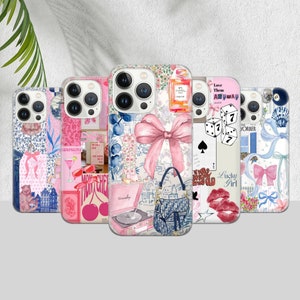 Coque de portable collage Coquette, esthétique preppy et mignonne, iPhone 16 15 14 13 12 11 Pro Max 8 Plus X, Samsung Galaxy S24 S23 S22 S20 Ultra