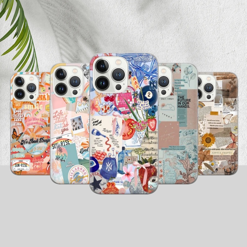 Coque de portable collage Coquette, esthétique preppy et mignonne, iPhone 15 14 13 12 11 Pro Max 8 Plus X, Samsung Galaxy S24 S23 S22 S20 Ultra image 1