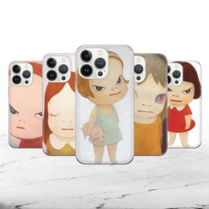 Custodia per telefono Yoshitomo Nara - Cover estetica preppy e carina per iPhone 16, 15, 14, 13, 12, 11, Samsung S25, S24, S23, S22, Pixel 9