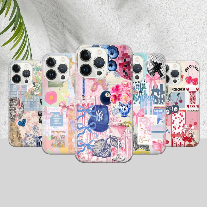 Coquette Collage Phone Case, Preppy and Cute Aesthetic, iPhone 15 14 13 12 11 Pro Max 8 Plus X, Samsung Galaxy S24 S23 S22 S20 Ultra zdjęcie 1