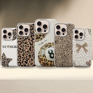 Etui na telefon z nadrukiem w panterkę Y2K, modne, neutralne etui typu coquette na iPhone'a, Samsunga Pixel