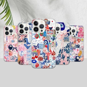 Coque de portable collage Coquette, esthétique preppy et mignonne, iPhone 16 15 14 13 12 11 Pro Max 8 Plus X, Samsung Galaxy S24 S23 S22 S20 Ultra