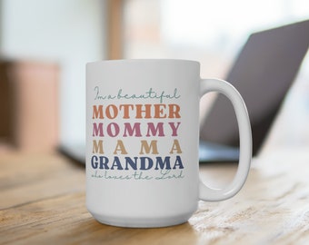 Mug en céramique pour la fête des mères | Mug cadeau pour les mères | tasse de maman | tasse de café de grand-mère | Mug pour mamans | tasse de café | Tasses chrétiennes 15 oz