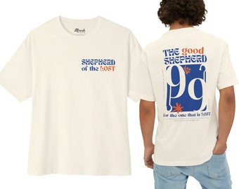 t-shirt chrétien | T-shirt chrétien | Chemise Le Bon Pasteur | Jésus laisse les 99 aux perdus | Chemise de berger | T-shirt carré surdimensionné unisexe
