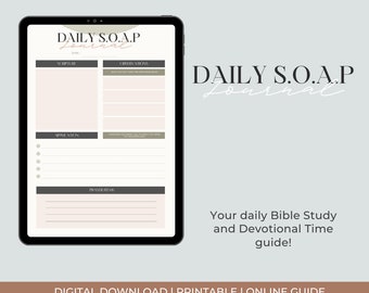 DIGITAL JOURNAL | S.O.A.P daily journal | daily Bible Study | Daily Journal Guide | Devotion Soap Method Planner and Journal | Printable