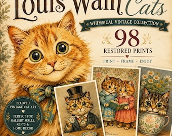 Louis Wain Cat Art Collection | Whimsical Vintage Cat Prints