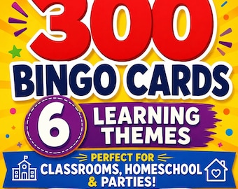 300 Printable Bingo Cards Mega Bundle | 6 Educational Games for Classroom, Homeschool & Parties