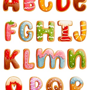 Iced Cookies Cross Stitch Alphabet PDF Pattern, Printable Pattern, Color Chart With Symbols & Black and White Symbols, DMC Guide