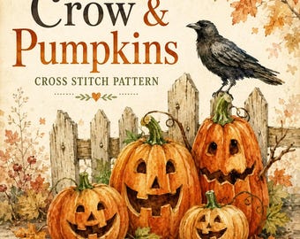 Crow and Pumpkin Cross Stitch Pattern