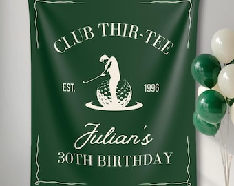 Custom mens golf 30th birthday party backdrop thir-tee birthday decorations for him Golf 30th Birthday banner mens golf custom birthday sign