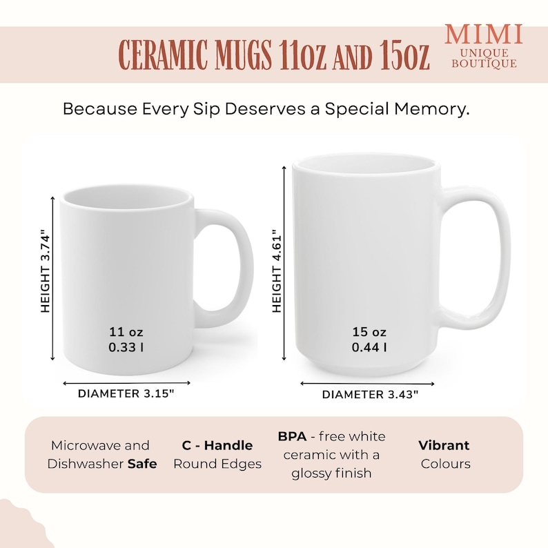 Puede incluir: Dos tazas de cer&aacute;mica blancas, 11 oz y 15 oz, con asas en C y bordes redondeados. La taza de 11 oz mide 9,5 cm de alto con un di&aacute;metro de 8 cm. La taza de 15 oz mide 11,7 cm de alto con un di&aacute;metro de 8,7 cm. Las tazas son aptas para microondas y lavavajillas.