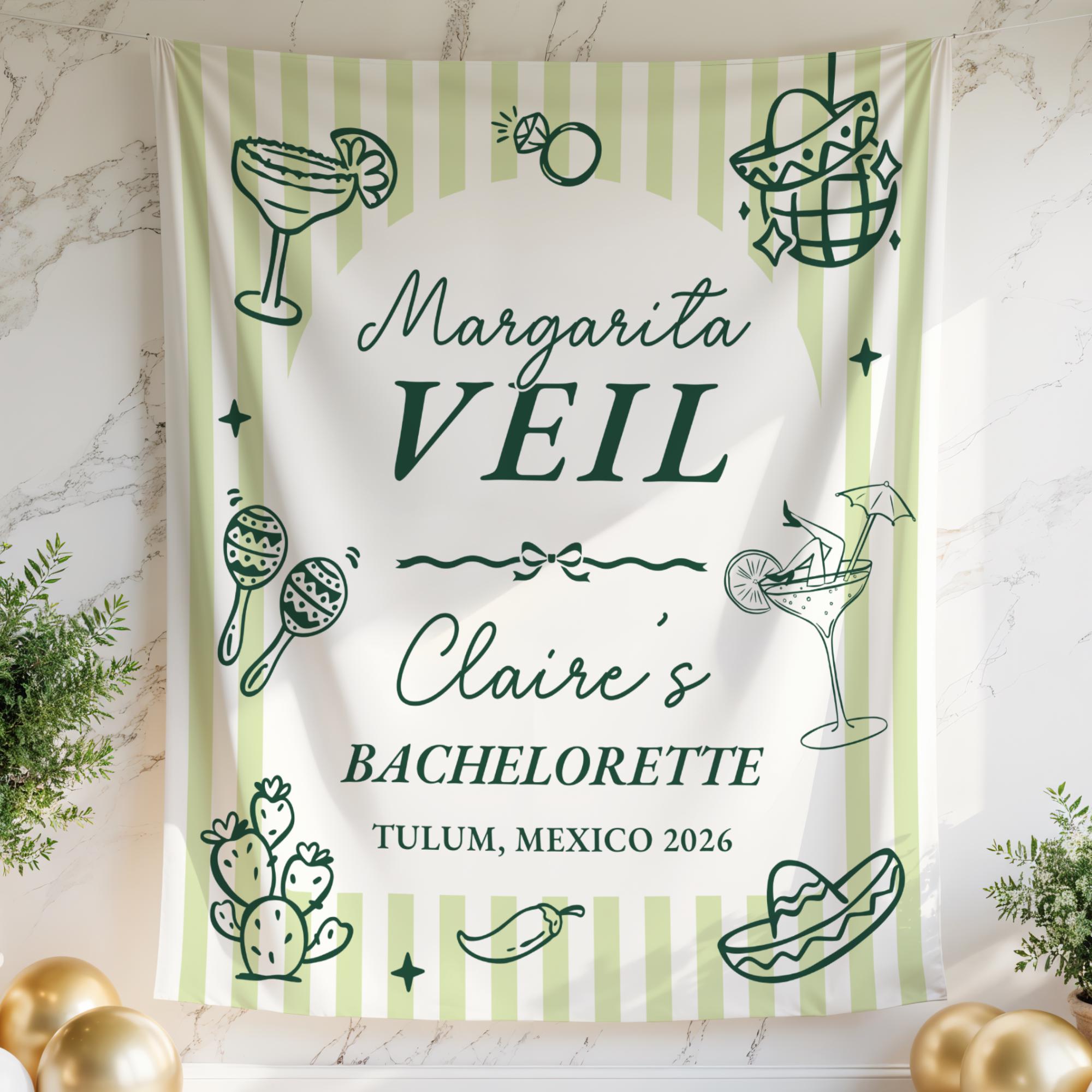Custom Margarita Veil Bachelorette Party Banner Margs and Matrimony ...