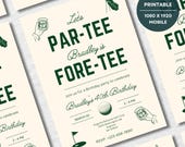 Editable Golf themed 40th birthday invite Fore-tee party invitation mens golf birthday party digital mobile invite 30th golf birthday decor