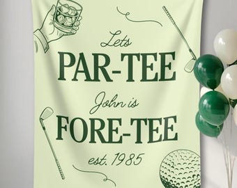 Personalized mens 40th golf birthday party banner fore-tee party backdrop 40th decorations golf theme birthday party decor for him 50th 60th