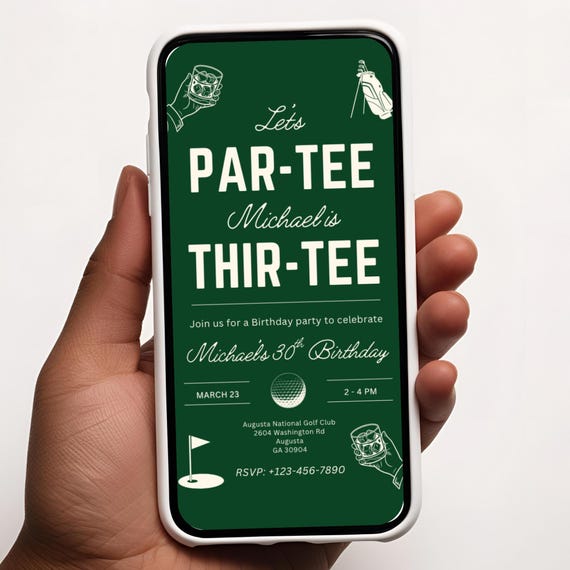 Golf Editable Birthday Invitation for him 30th 40th 50th Golf themed birthday party mobile invite mens golf birthday printable invitation