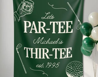 Custom mens golf 30th birthday party backdrop thir-tee birthday decorations for him Golf 30th Birthday banner mens golf custom birthday sign