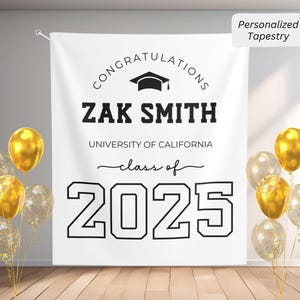 Personalised graduation party backdrop banner class of 2025 Custom senior graduation tapestry wall decor College grad party sign with name