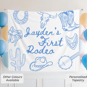 Boys Western Theme Custom Birthday Party Backdrop First rodeo birthday Banner Idea Personalised Rodeo Theme Boys Birthday Backdrop Decor