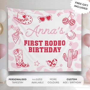 Personalised Western Cowgirl Birthday Party Banner Girls First Rodeo Birthday Backdrop Cowgirl Party Decor Pink Girls First Rodeo Birthday