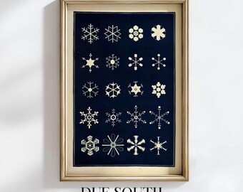 Snowflake Diagram Print, Geometric Winter Art (Digital Download)