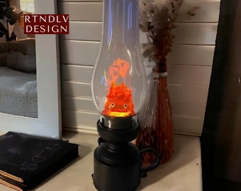 Kawaii Calcifer Night Light Howl's Moving Castle Lamp - Cute Decor & Perfect Gift for Anime Fans! lluminate Your Space with Enchanting Glow!