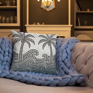 Sierkussen kust: oceaangolven en palmbomen - decor Sri Lanka