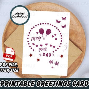 Cartão de aniversário para impressão, PDF, cartão de felicitações para download instantâneo, cartão de aniversário para todas as idades, cartão de felicitações personalizável DIY fácil, aniversário