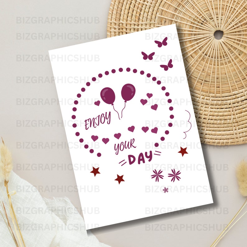  Printable Birthday Card, PDF, Instant Download Greetings Card, Birthday Illustration 