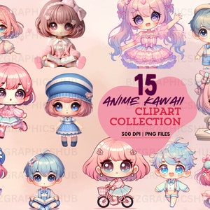 Kawaii Anime Jungen und Mädchen Clipart, Anime Kawaii Clipart, süße Clipart, Anime Jungen und Mädchen PNG, süßes Anime Mädchen, Kawaii Mädchen Clipart