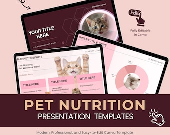 Pet Nutrition Presentation Templates, PowerPoint Slides, 20 Slides, fully editable PPT, business presentation, Infographic, Canva PPT