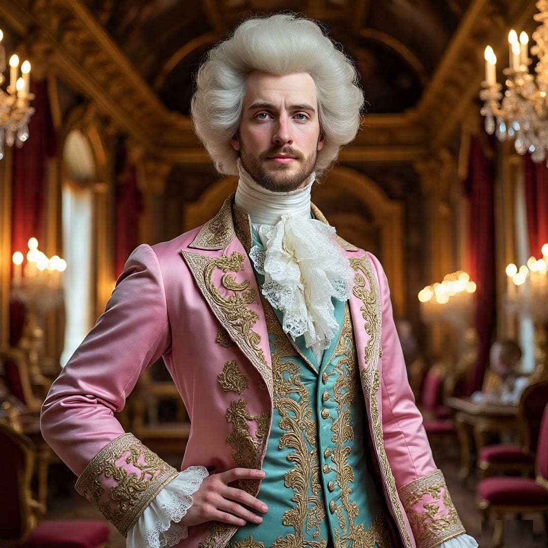 Modern Rococo Men Floral Embroidered Rococo Suit: Men's Historical Costume, Regal Wedding ...