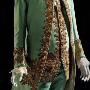Hand Embroidered Green Nobleman Costume: Rococo Wedding Suit