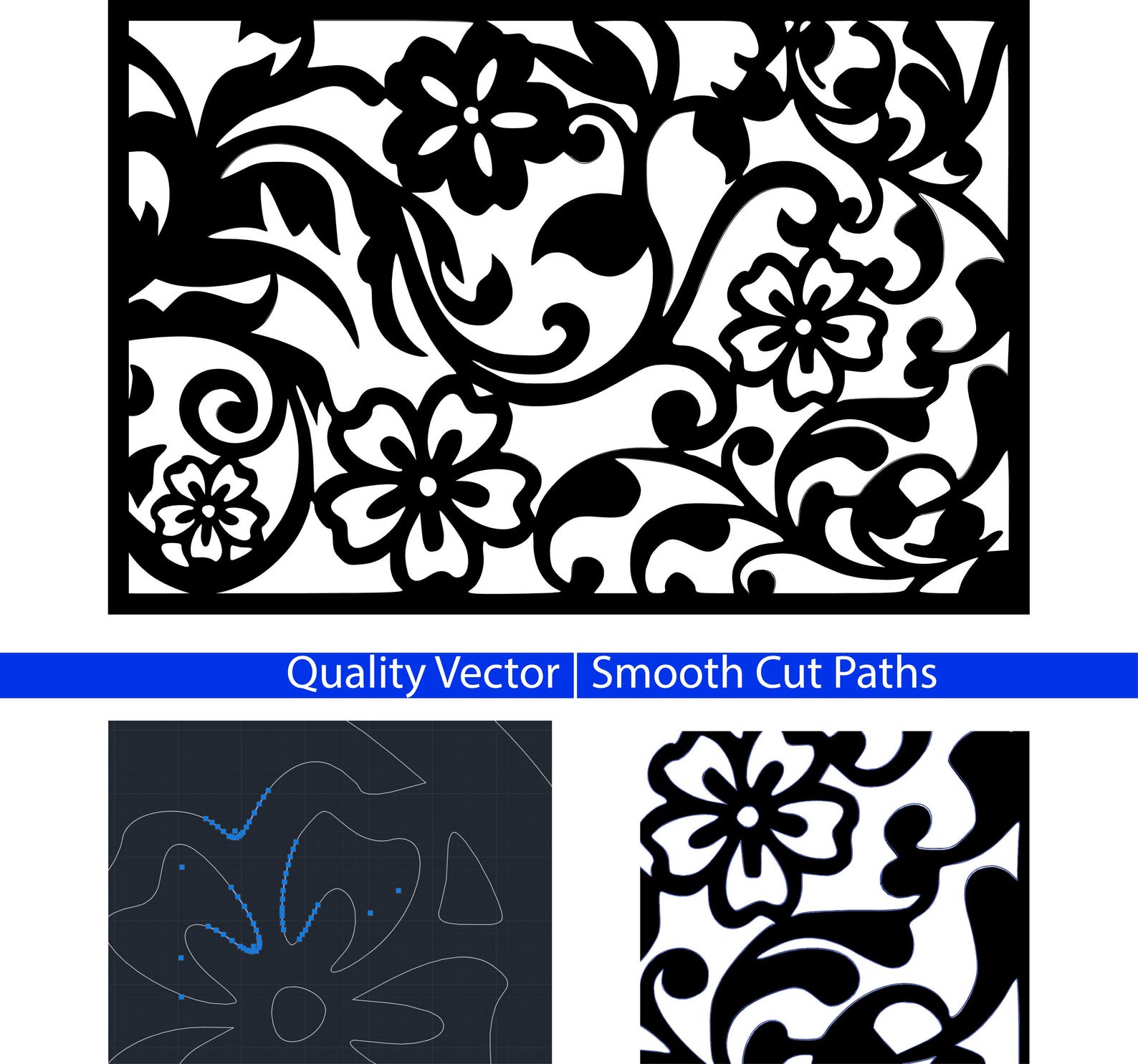 Floral Filigree Panel | Laser Cut Wall Art (SVG DXF) - Etsy