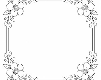 Botanical Floral Frame Outline - DXF SVG PNG dwg