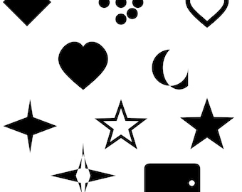 Shapes Bundle Silhouettes | Cricut & Symbols cut Files | Hearts, Stars, Sparkles, Moon, Tag