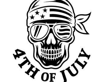 Patriotic Skull SVG – Biker Flag Bandana – CNC Cut DXF Dwg png