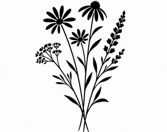 Wild Flowers Silhouette - DXF SVG PNG dwg