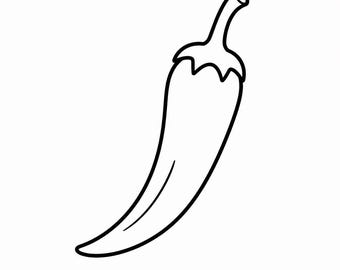 Chilli Pepper Outline - DXF SVG PNG dwg