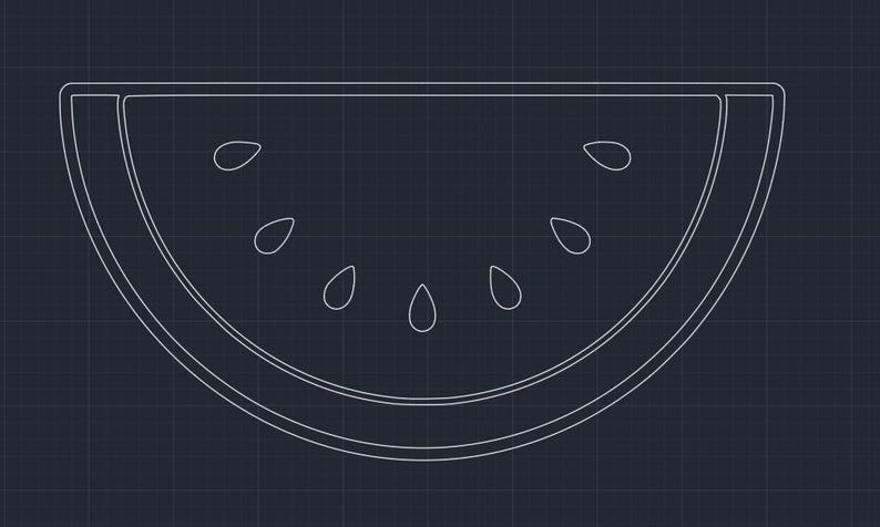 Watermelon Rind Crescent Watermelon Outline - DXF SVG PNG Dwg - Etsy