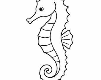SeaHorse Outline - DXF SVG PNG dwg