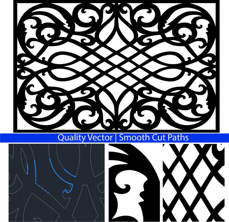 Filigree Panel SVG DXF: Laser Cut Wall Art Vector File - Etsy